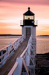 Wooden Walkway to Marshall Point Lighthouse at Sunset